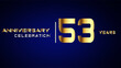53 year gold anniversary celebration logo, isolated on blue background
