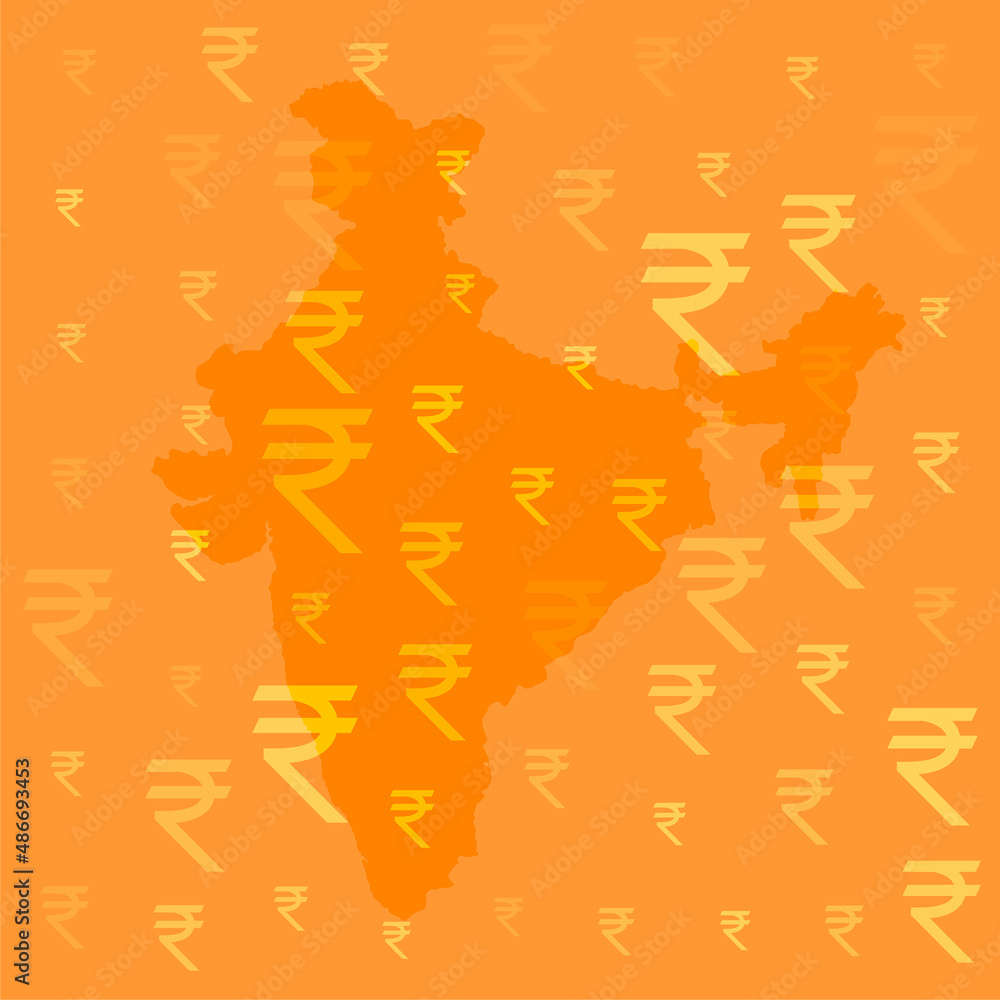 map of india with indian currency rupee symbol design Stock Vector ...