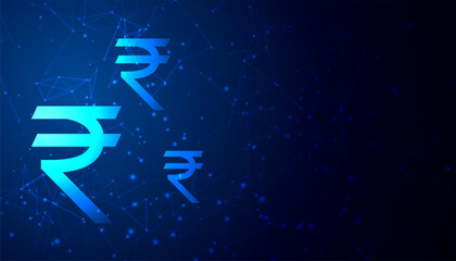 Wall Mural - digital rupee concept background with rupee symbol