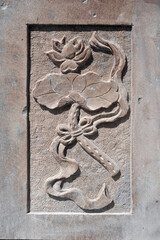 Wall Mural - Chinese ancient architecture stone carving lotus wall decoration pattern