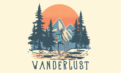 Mountain adventure vector print design for t shirt, sticker and others.