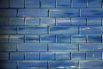 Wall Mural - Blue graffiti brick wall with textured background