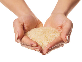 Sticker - raw rice in hands