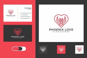 Wall Mural - phoenix love line art logo design