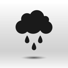 Wall Mural - Rain cloud black icon. Hand drawn simple vector. Stylized glyph isolated on white background. Best for seamless patterns, polygraphy, logo creating, mobile apps and web design.