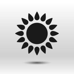 Wall Mural - Sun black icon. Hand drawn simple vector. Stylized glyph isolated on white background. Best for seamless patterns, polygraphy, logo creating, mobile apps and web design.