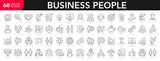 Fototapeta  - Business people line icons set. Businessman outline icons collection. Teamwork, human resources, meeting, partnership, meeting, work group, success, resume - stock vector.