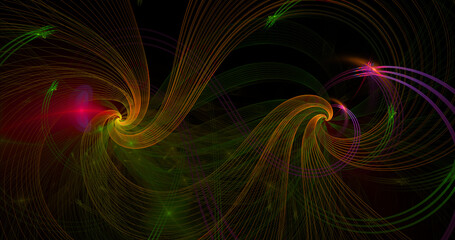 Wall Mural - abstract electrifying lines, smoky fractal pattern, digital illustration art work of rendering chaot