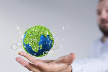 volumetric green recycling sign 3d digital