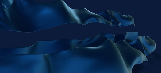 Sticker - abstract blue and navy blue wave background, 3d rendering wavy wallpaper