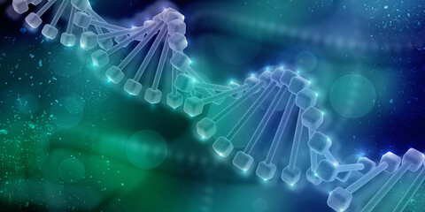 3d render of dna structure, abstract background