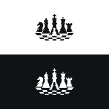 Vector Silhouettes Of Chess Pieces On Chessboard Chess Icons Vector Chess Isolated On Background