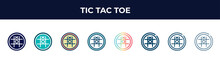 Tic Tac Toe Vector Icon In 8 Different Modern Styles. Black, Two Colored Tic Tac Toe Icons Designed In Filled, Glyph, Outline, Line, Stroke And Gradient Styles. Vector Illustration Can Be Used For