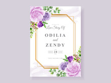 Beautiful Purple Floral Wedding Invitation Card Template