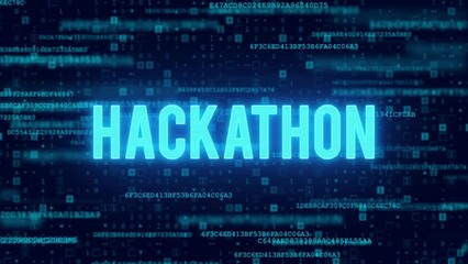 Hackathon text word computer code futuristic backdrop	
animation repeat perfect loop