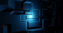 3d Render With Sharp Red Viruses Attacking Cyber Blue Wall