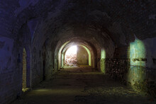 Mystical Ruins. Old Destroyed Fort Tarakanivskyy Inside,  Rivne Region. Ukraine