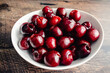Freshly Pitted Cherries in a Small Bowl: Closeup view of a bowl of pitted cherries
