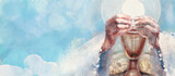Fototapeta  - Eucharist. Watercolor christian background