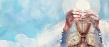Eucharist. Watercolor Christian Background