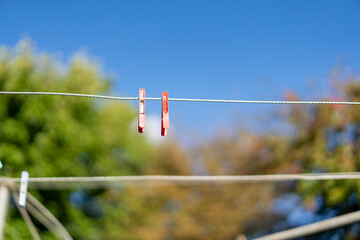 clothes peg on a clothesline