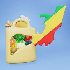 Wall Mural - 3d rendering of the need and consumption of nutrients for a healthy liver in Republic of Congo