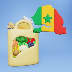 Wall Mural - 3d rendering of the need and consumption of nutrients for a healthy liver in Senegal