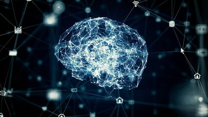 Poster - AI (Artificial Intelligence) concept. Communication network.