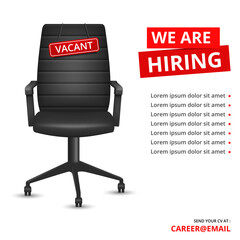 We're hiring with office chair and a sign vacant