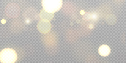 Wall Mural - light effect with lots of glittery glare particles shining on a transparent background.