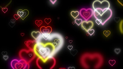 Poster - Happy Valentine decoration theme with defocused floating heart particles loop background animation