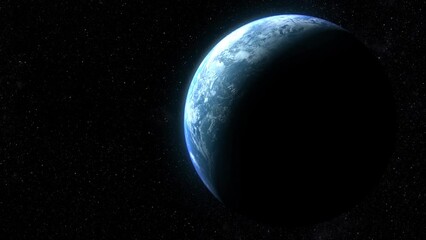 Poster - Cinematic rendering of planet Earth rotation moving from daylight to night side