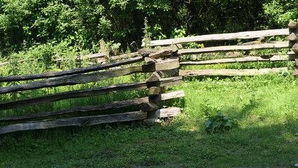 Old American styled timber Fencing at farm ranch