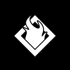 Sticker - Warning flammable symbol isolated on dark background