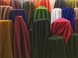 Colorful fabric rows display in a shop