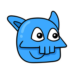 Wall Mural - blue cat mummy, doodle icon drawing
