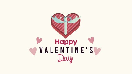 Wall Mural - happy valentines day lettering with heart gift