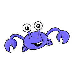 Wall Mural - purple crab happy face, doodle icon drawing