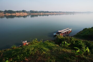 Sticker - boat on the river