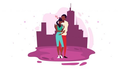 Wall Mural - lovers couple on the city scene