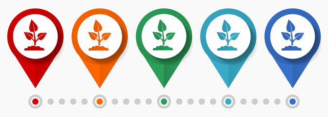 Leinwandbilder - Garden, seed, plant concept vector icon set, flat design agriculture pointers, infographic template easy to edit