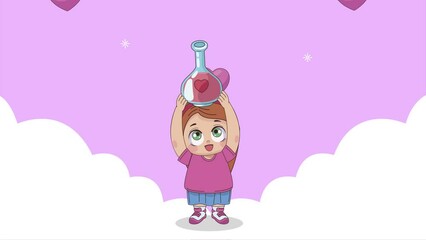 Canvas Print - little lover girl with potion bottle animation