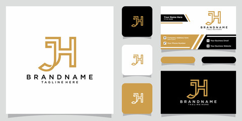 Wall Mural - Letter JH logo vector design with business card design 