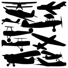 A Set Of Silhouettes Of Old Planes.
