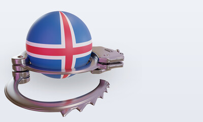 3d handcuff Iceland flag rendering left view