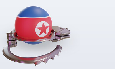 3d handcuff North Korea flag rendering left view