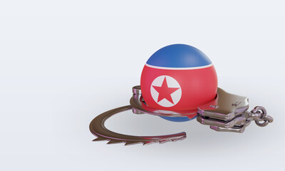 3d handcuff North Korea flag rendering right view