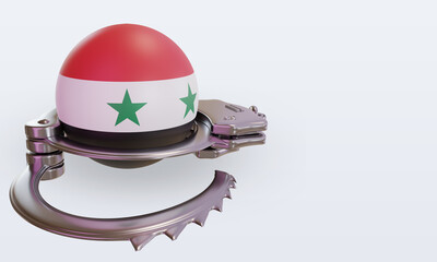 Wall Mural - 3d handcuff Syria flag rendering left view