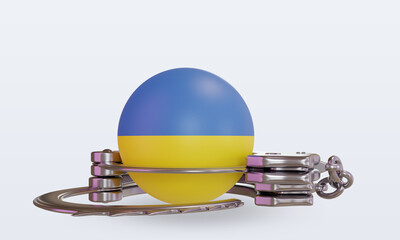 Wall Mural - 3d handcuff Ukraine flag rendering front view