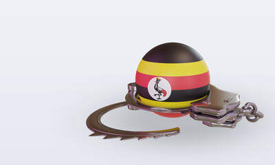 Wall Mural - 3d handcuff Uganda flag rendering right view